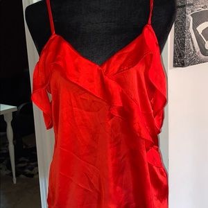 Red silk top